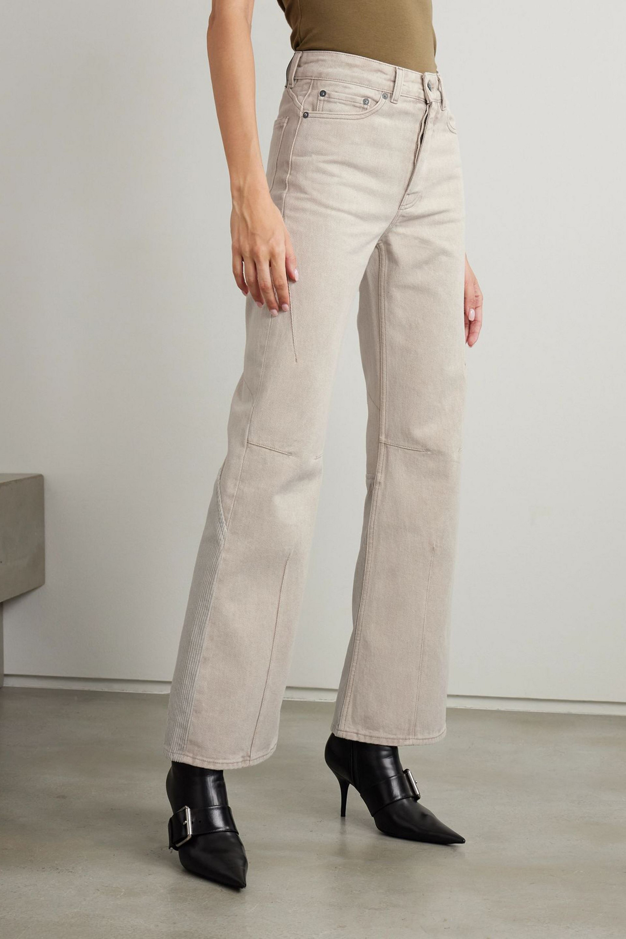 OUR LEGACY Moto Cut paneled corduroy-trimmed mid-rise slim-leg jeans