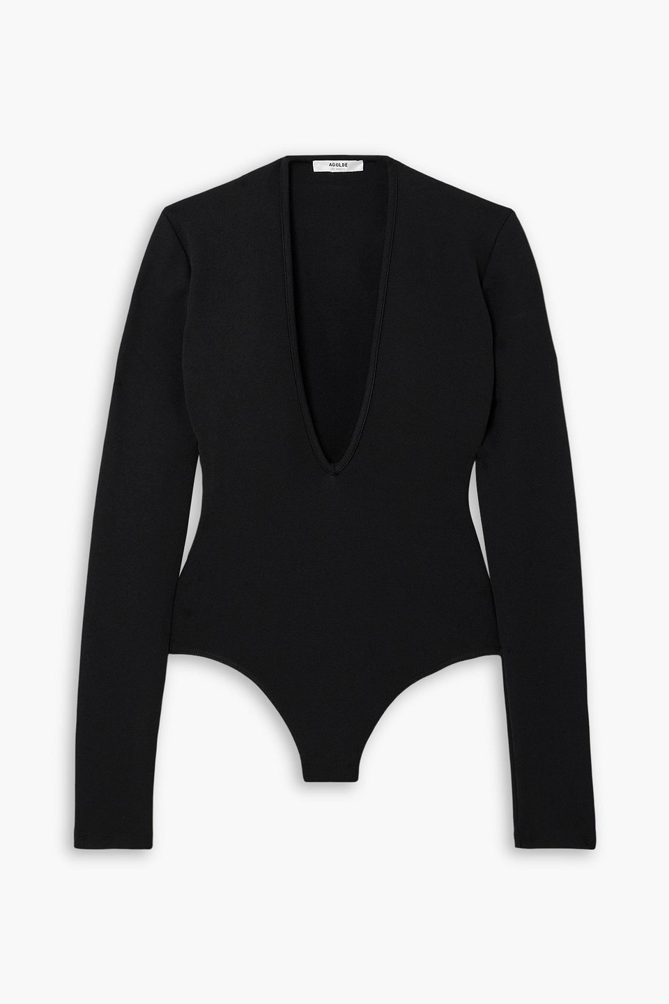 Agolde Zena Ribbed-jersey Bodysuit In Black