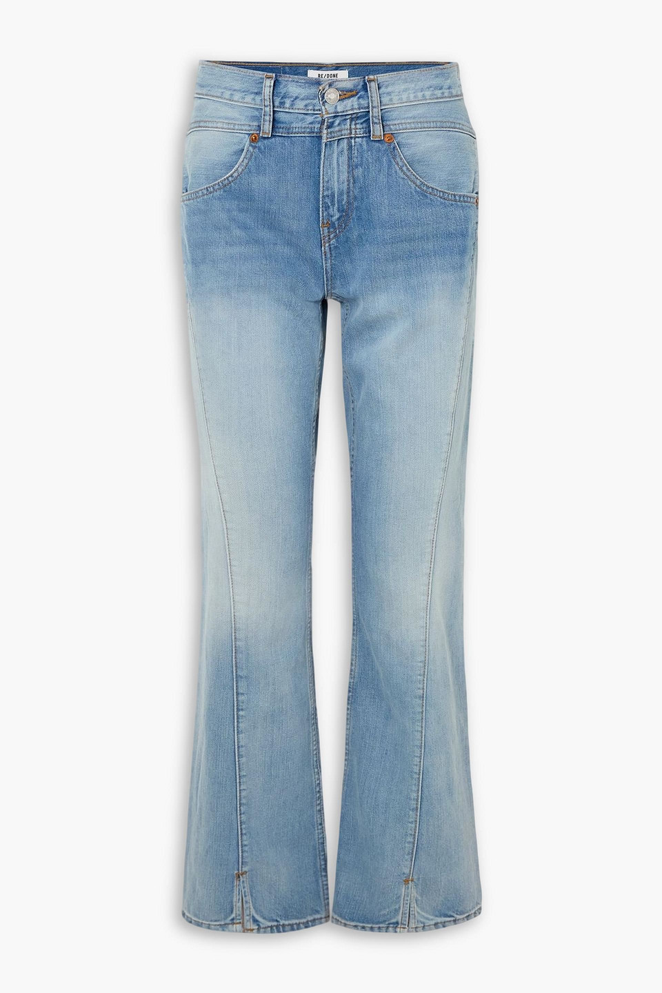 Re/done Mid-rise Flared Jeans In Blue