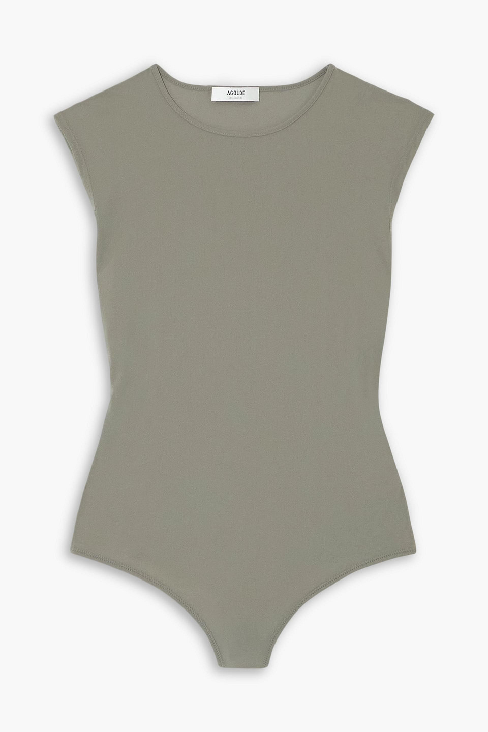 Agolde Aura Stretch-jersey Thong Bodysuit In Gray