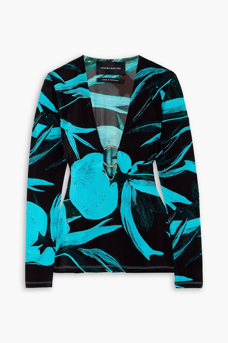 Louisa Ballou Helios Embellished Printed Stretch-jersey Top In Multi