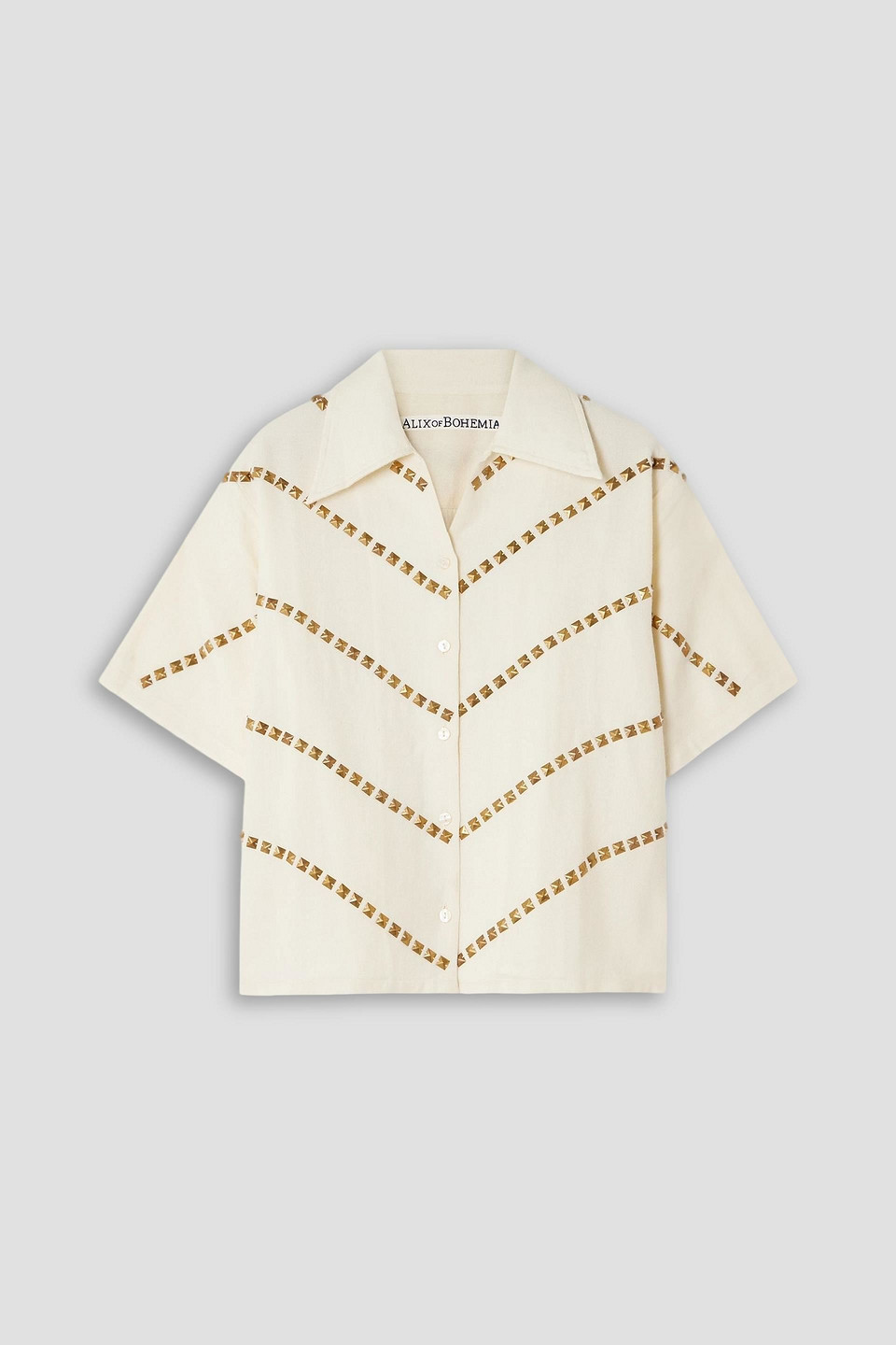 Alix Of Bohemia Stevie Studded Wool-twill Shirt In Neutral