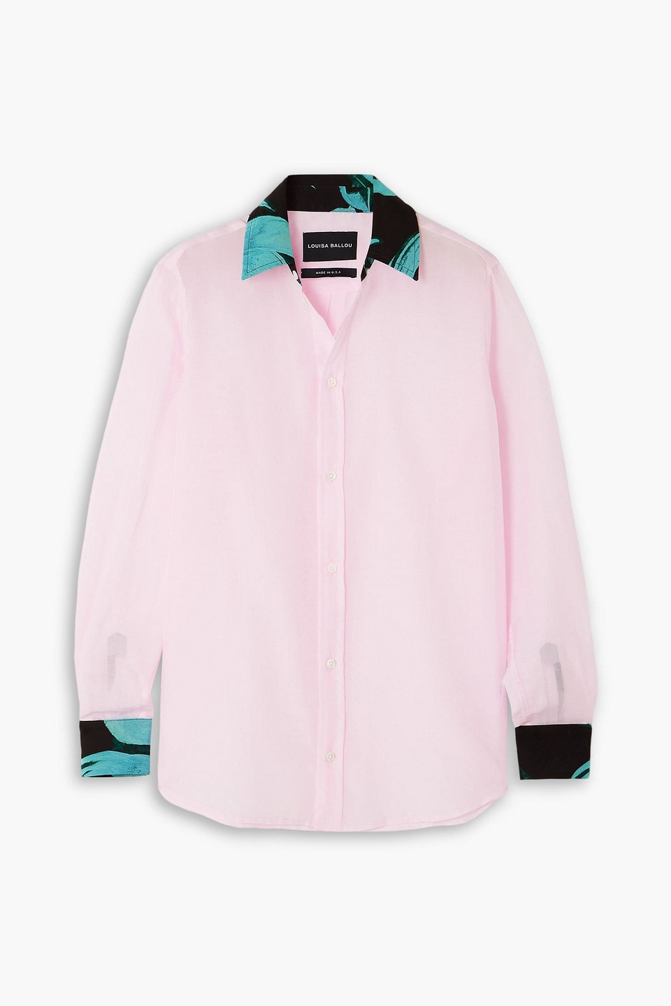 Louisa Ballou Printed Cotton And Silk-blend Shirt In Pink