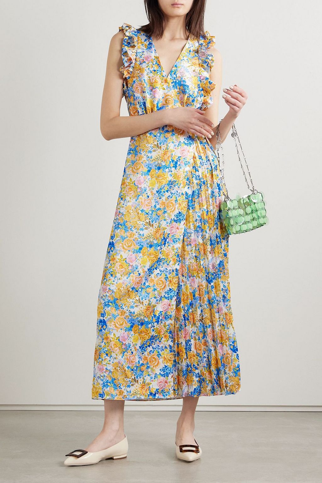 midi block printed organic cotton dress FARM Rio Multicolor Stripes Embroidered Belted Organic Cotton Midi Dress, MULTI / XL