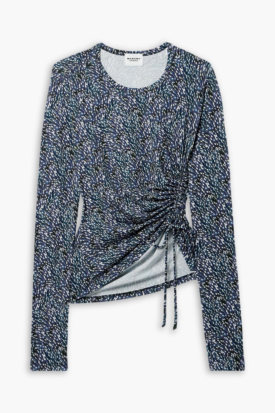 marant étoile - jazzy ruched printed stretch-jersey top - blue - fr 36