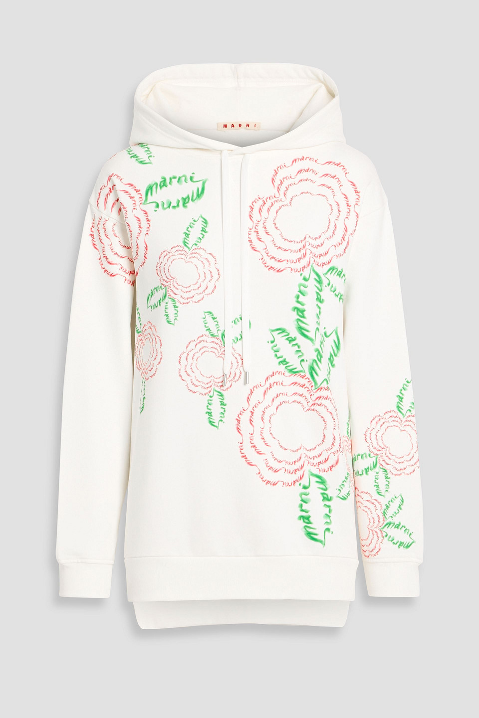marni - printed french cotton-terry hoodie - white - it 36