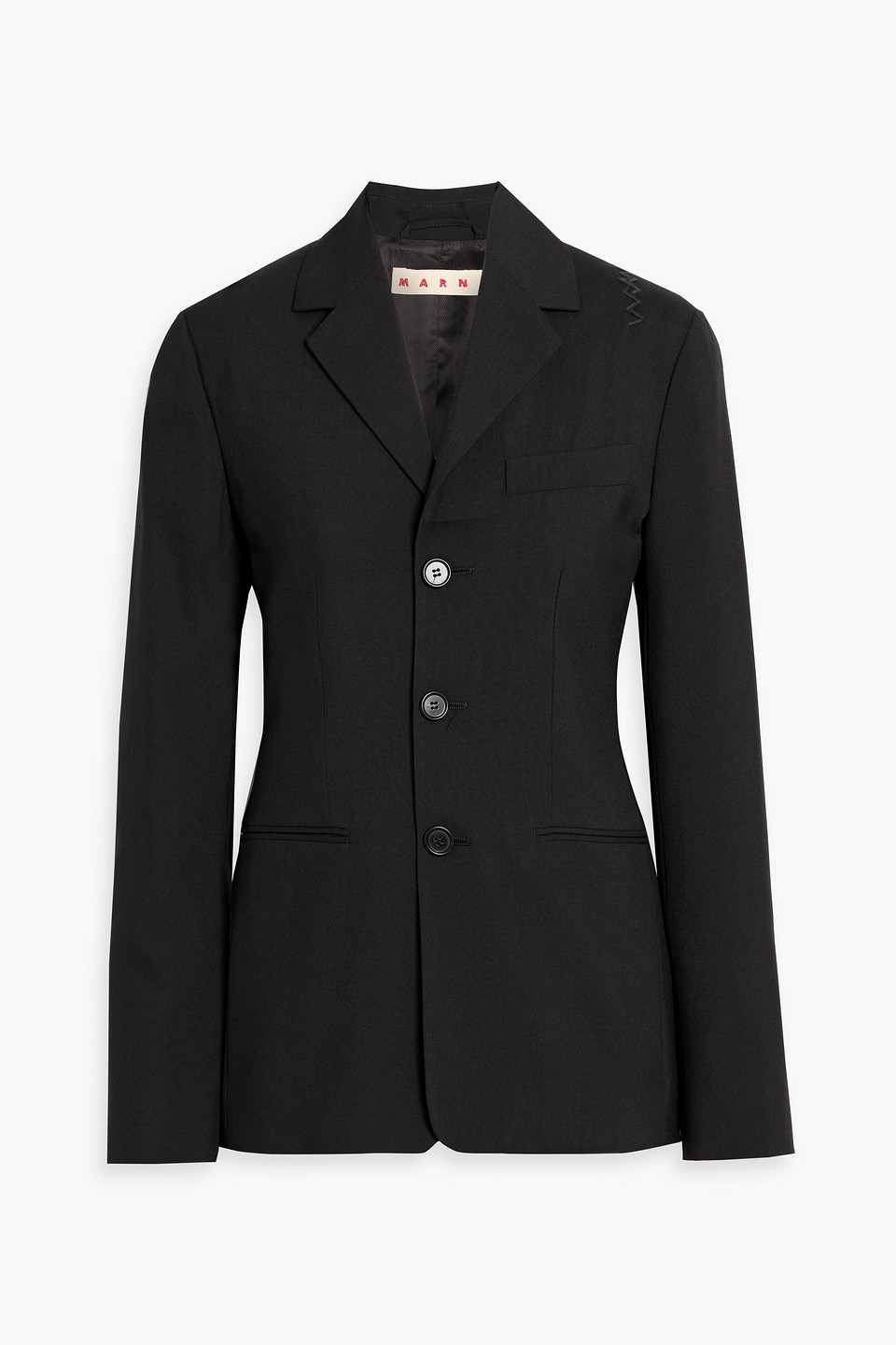 Marni Embroidered Wool Blazer In Black