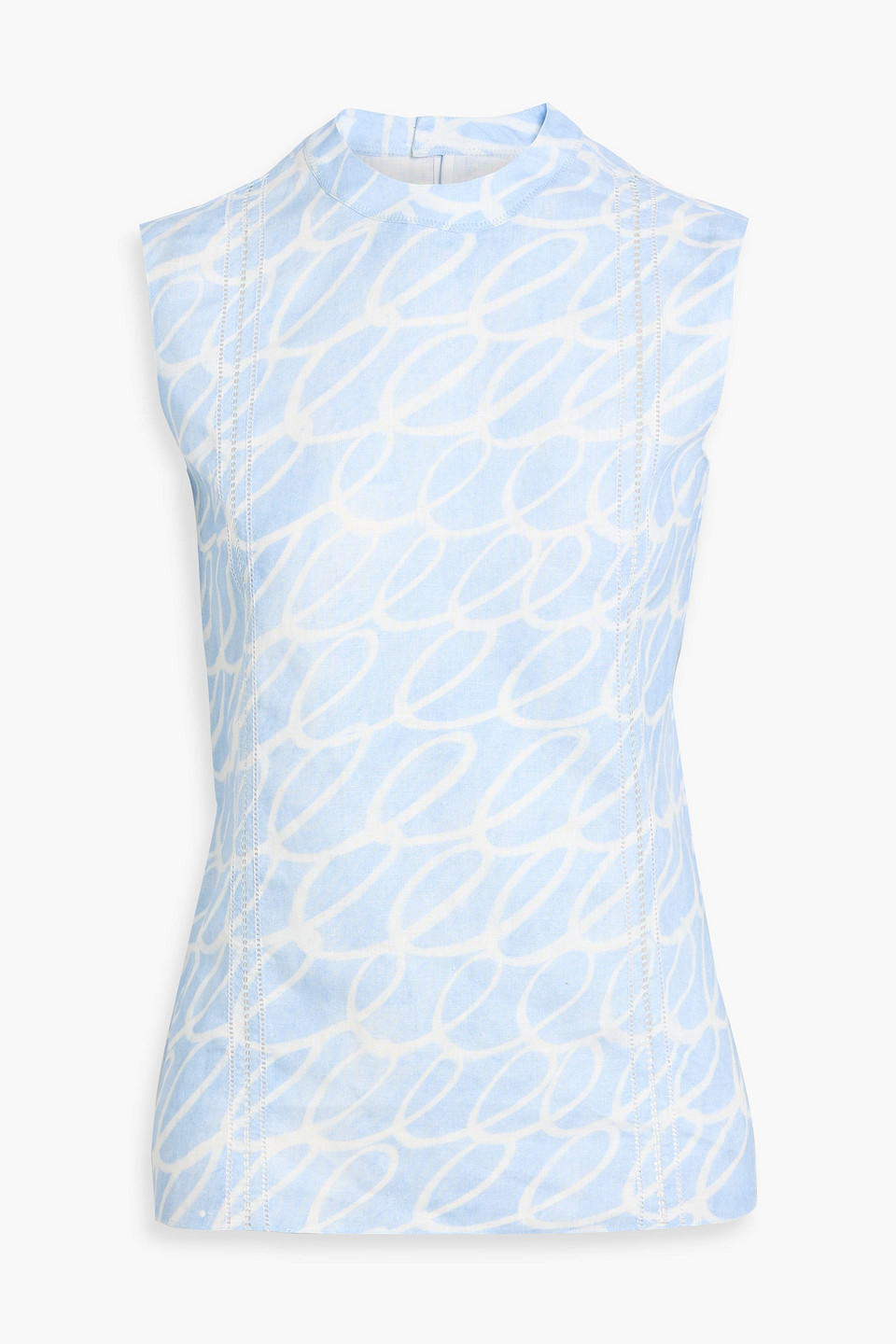 Marni Printed Linen Top In Blue