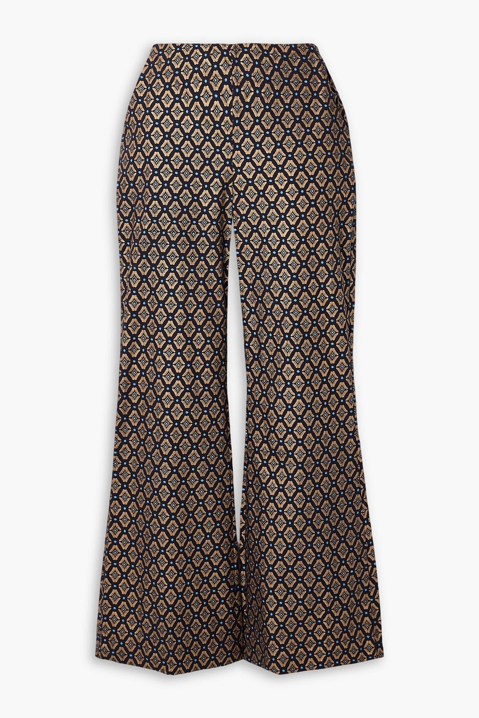 alix of bohemia - charlie metallic printed cotton flared pants - blue - us 0