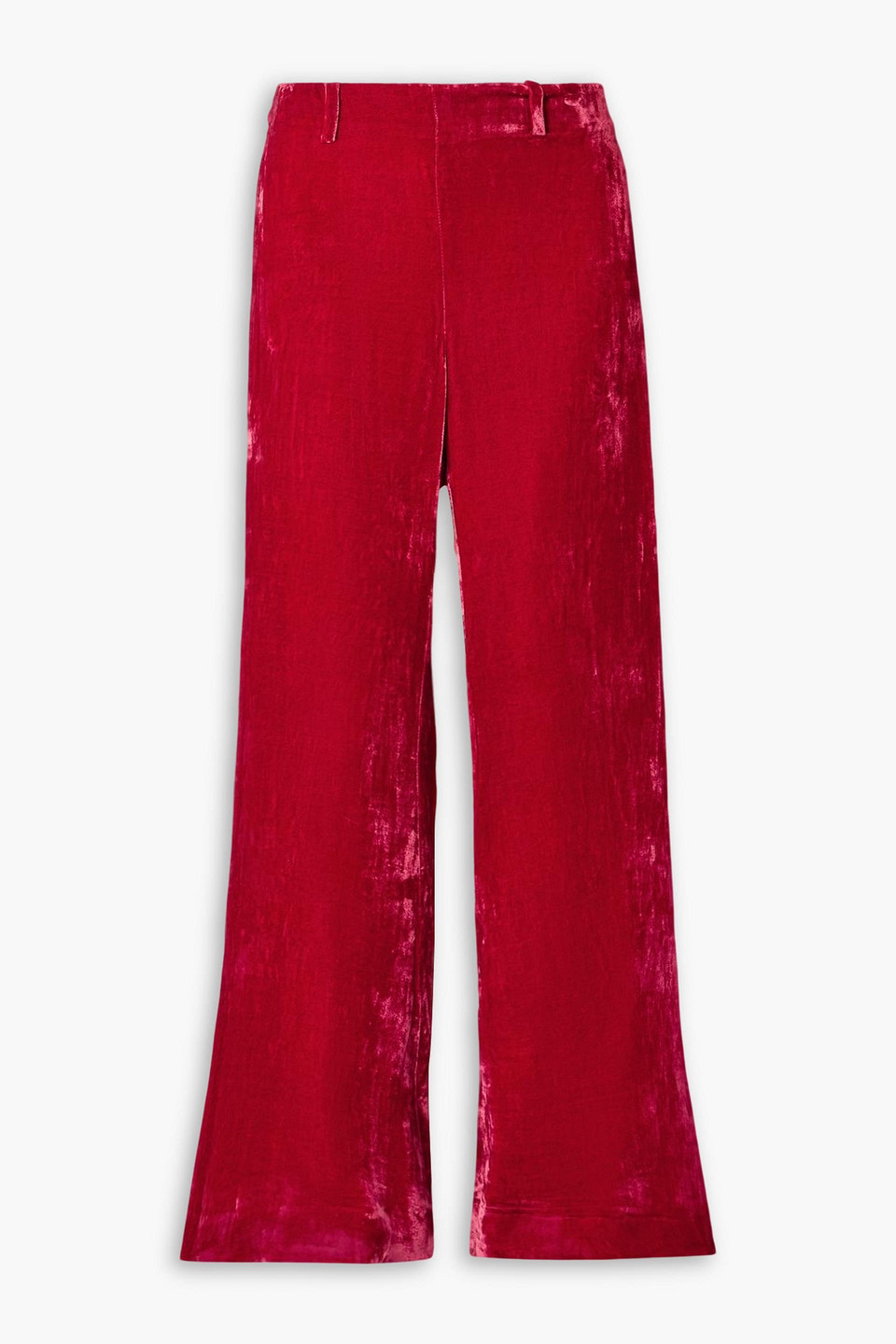 Alix Of Bohemia Charlie Crushed-velvet Flared Pants In Red