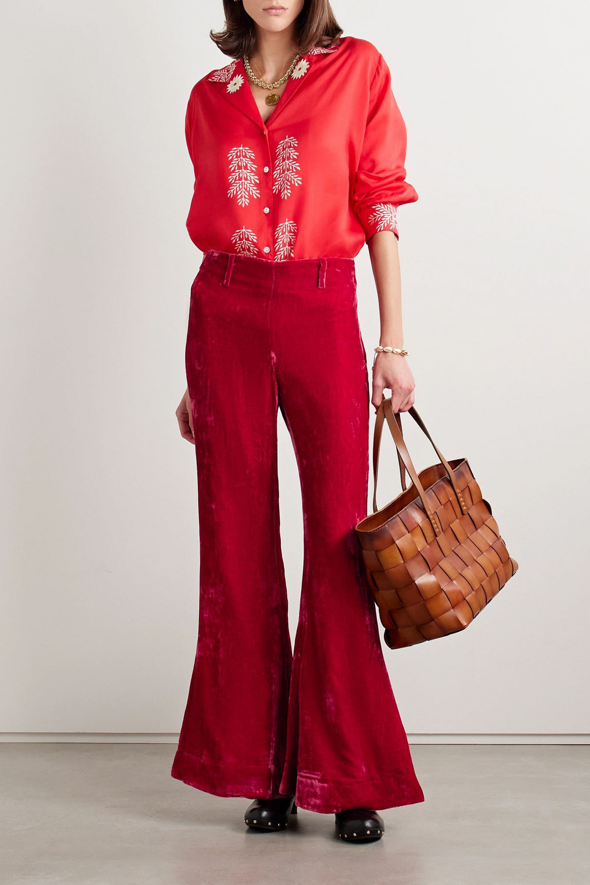 Alix Of Bohemia Charlie crushed-velvet flared pants