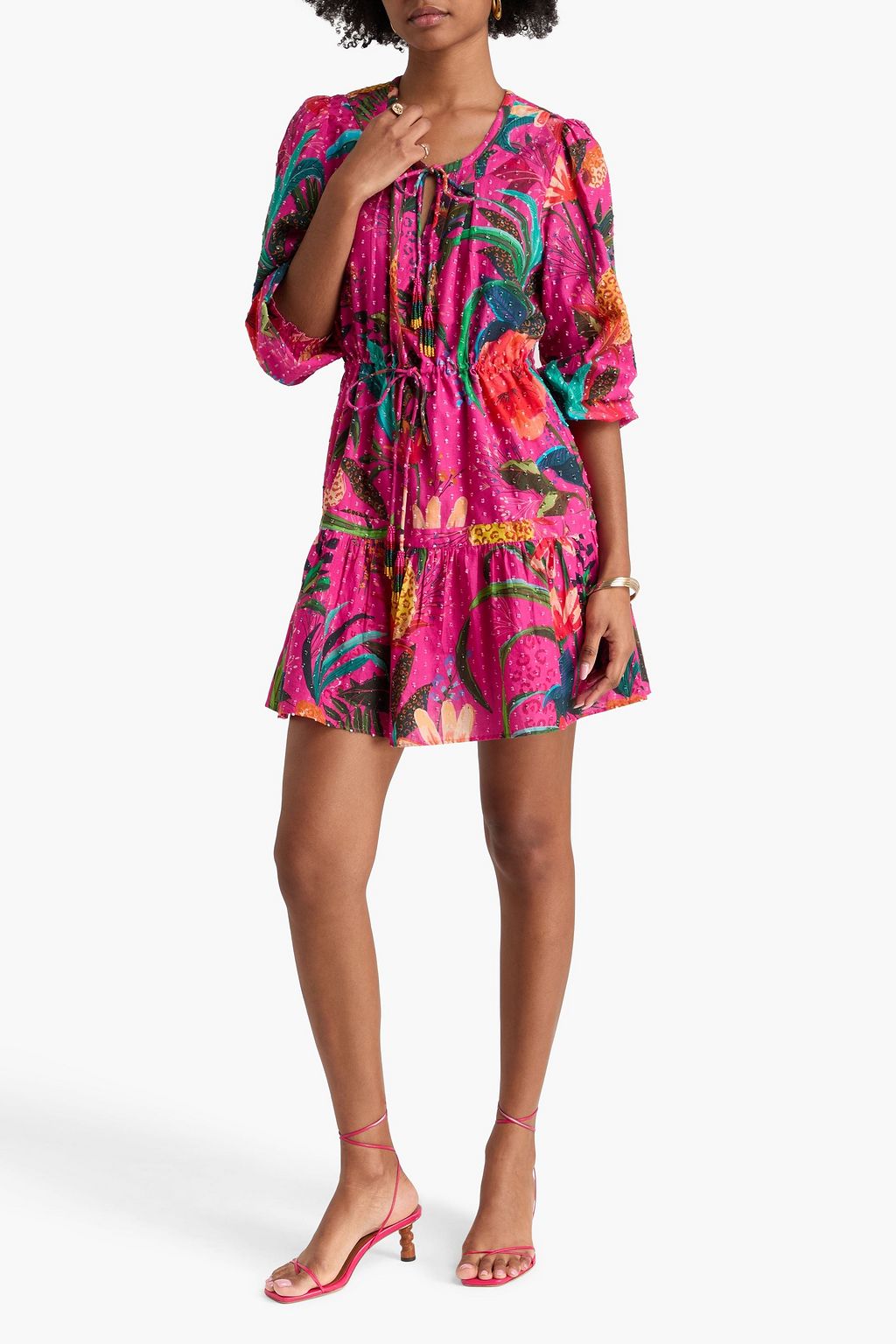 dusty pink tutu dress FARM Rio Black Banana SKY Lenzing Ecovero Viscose Mini Dress, Banana SKY Black / M main image 1