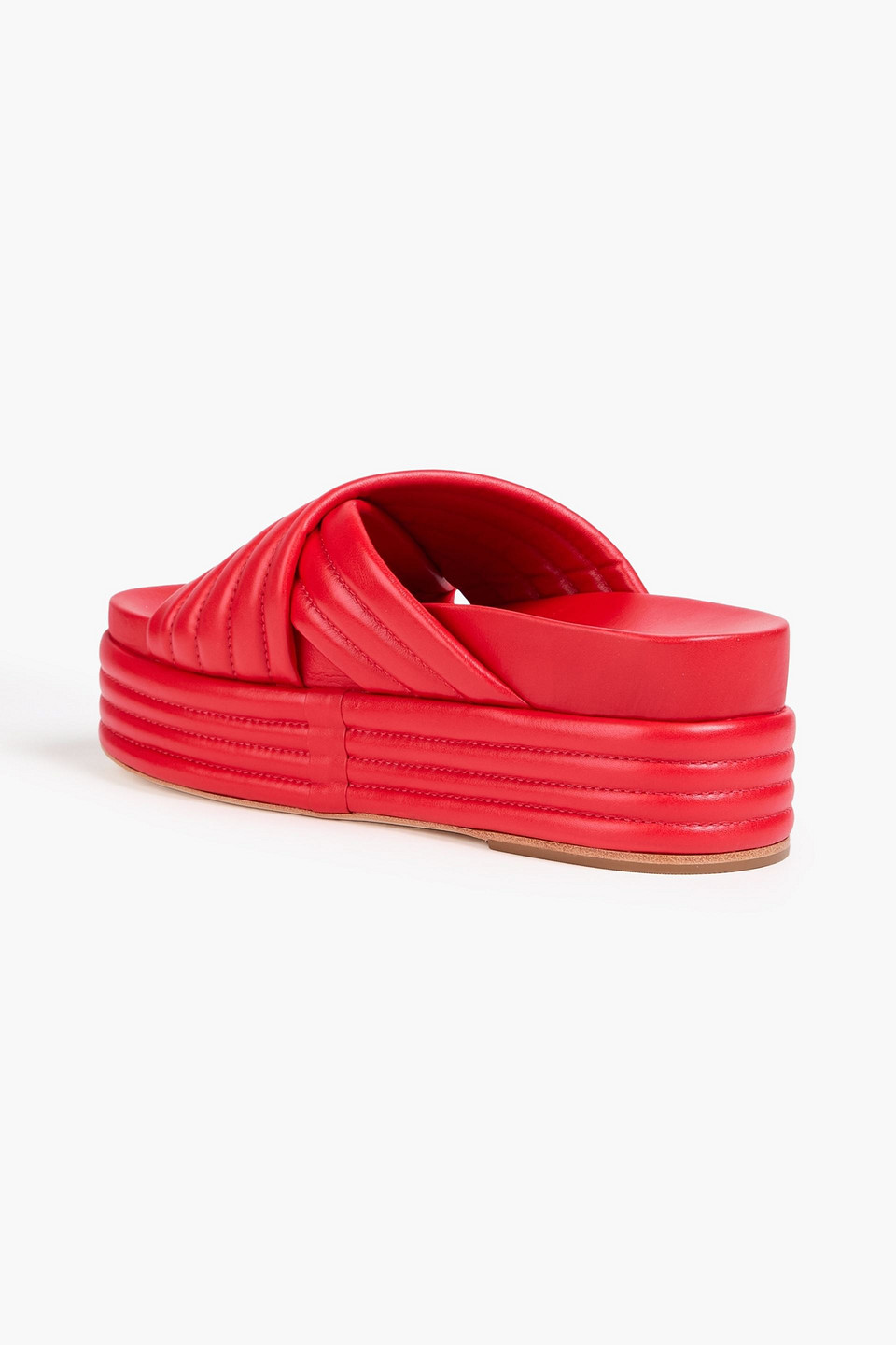  Farm Rio - Quilted Leather Platform Sandals - Red - Us 7.5 