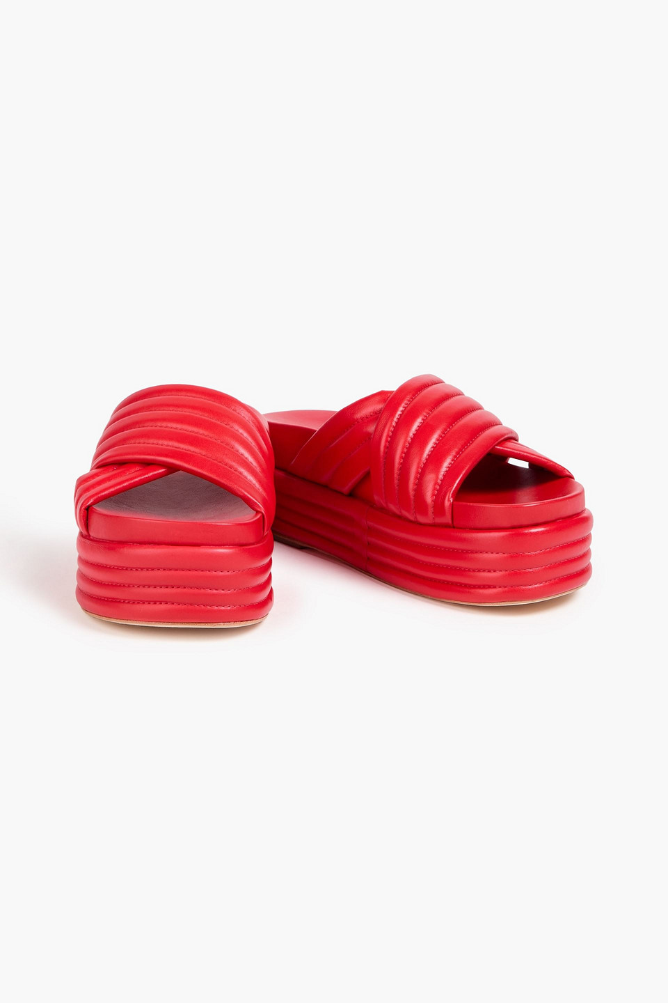  Farm Rio - Quilted Leather Platform Sandals - Red - Us 7.5 