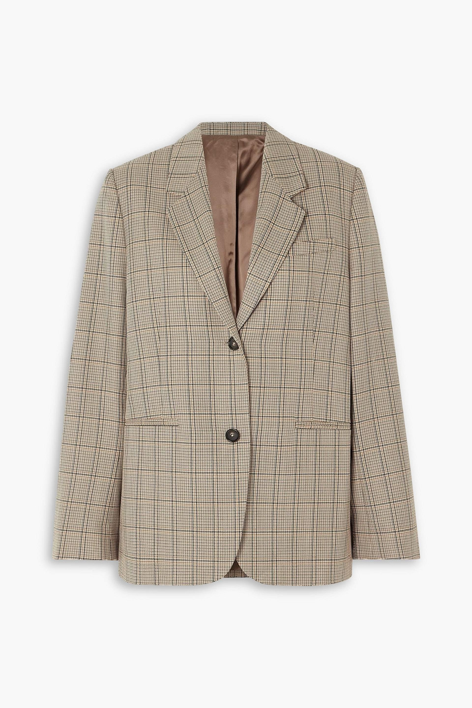 Totême Checked Wool Blazer In Brown