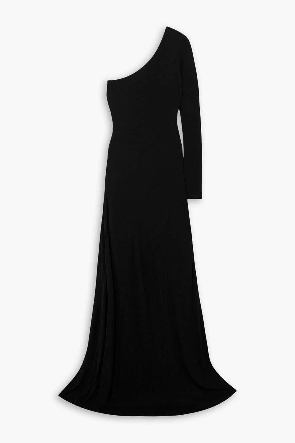 Staud Serena One-sleeve Stretch-jersey Gown In Black