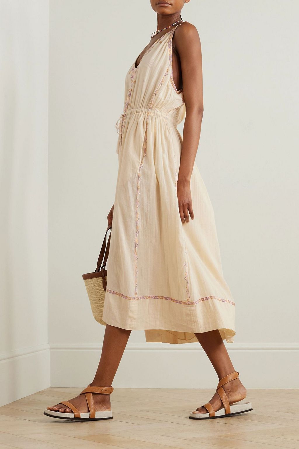 green emerald velvet dress Woman Farm Rio Blue Linen Long Sleeve Midi DressFarm Rio - SS26 main image 0