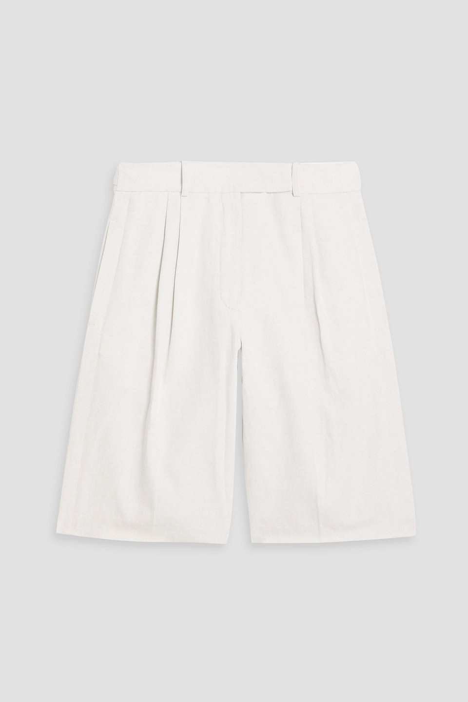 Proenza Schouler Jenny Pleated Cotton And Linen-blend Twill Shorts In White