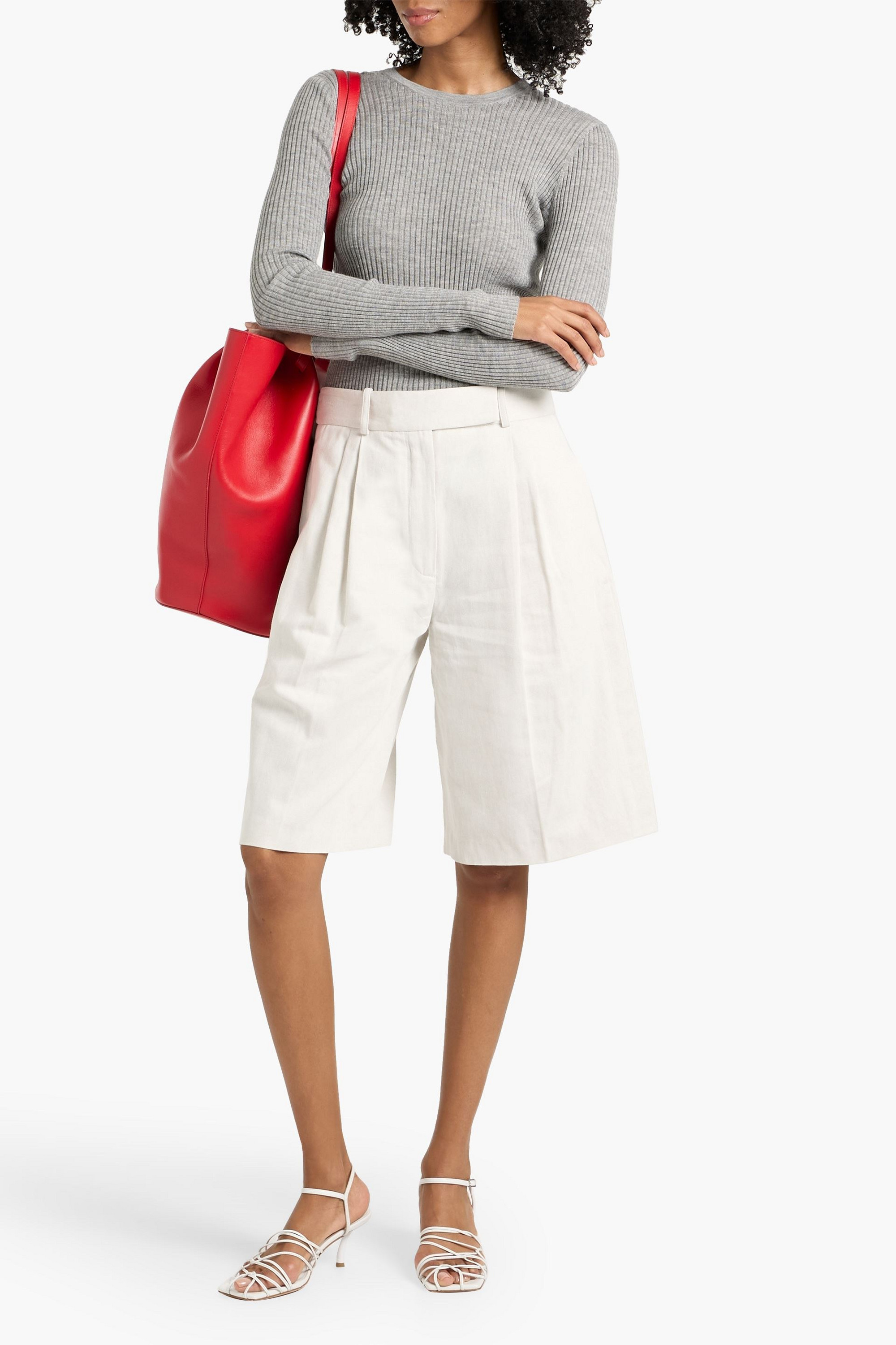 Proenza Schouler Jenny pleated cotton and linen-blend twill shorts