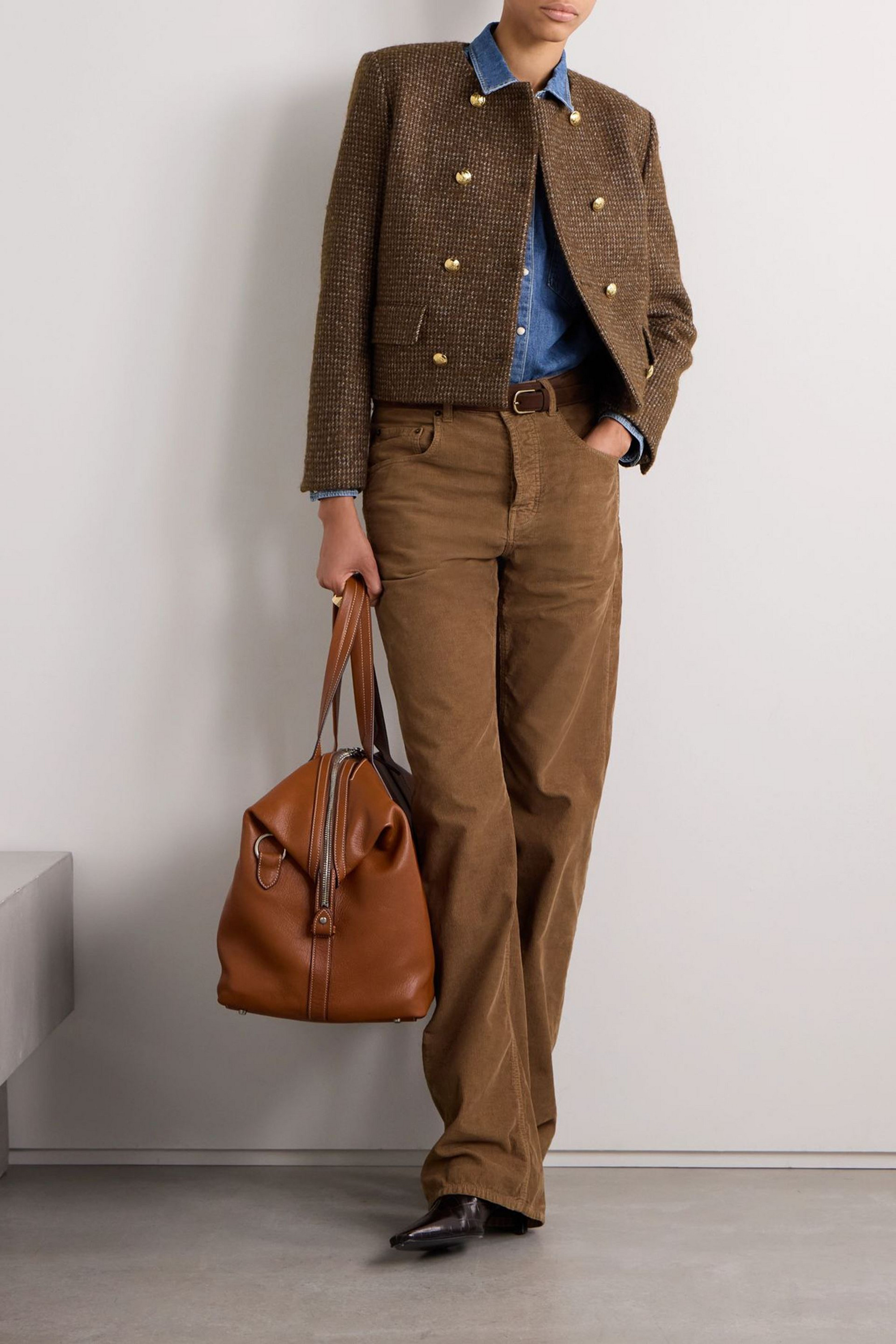 Nili Lotan Melanie cropped checked wool-blend jacket