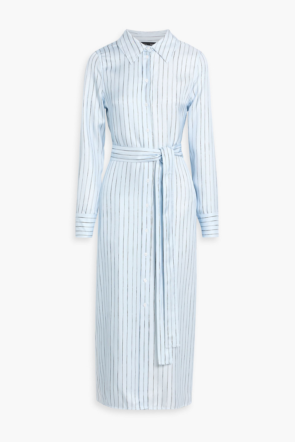 proenza schouler - hannah pinstriped silk-twill midi shirt dress - blue - us 6