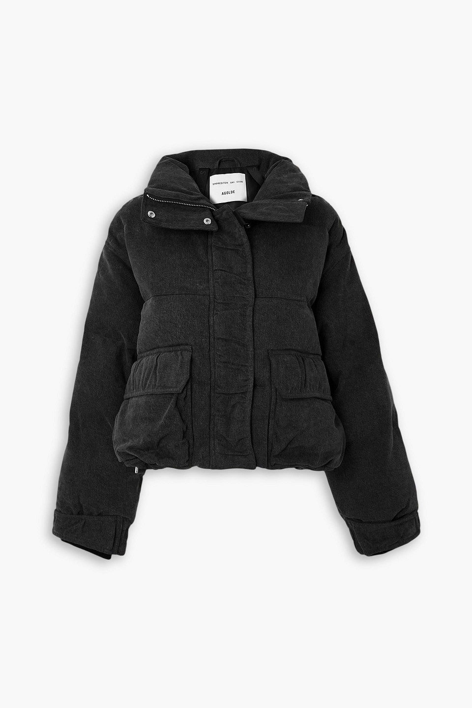 Agolde Shoreditch Ski Club Nova Quilted Padded Organic Denim Jacket In Black