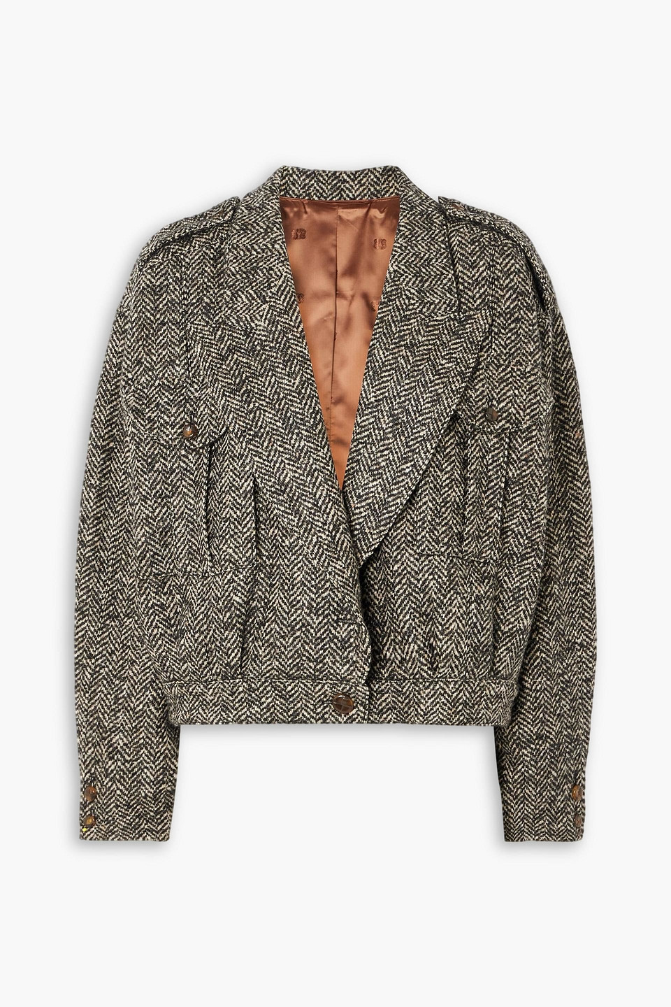 Blazé Milano Popoff Serama Herringbone Wool-blend Jacket In Gray