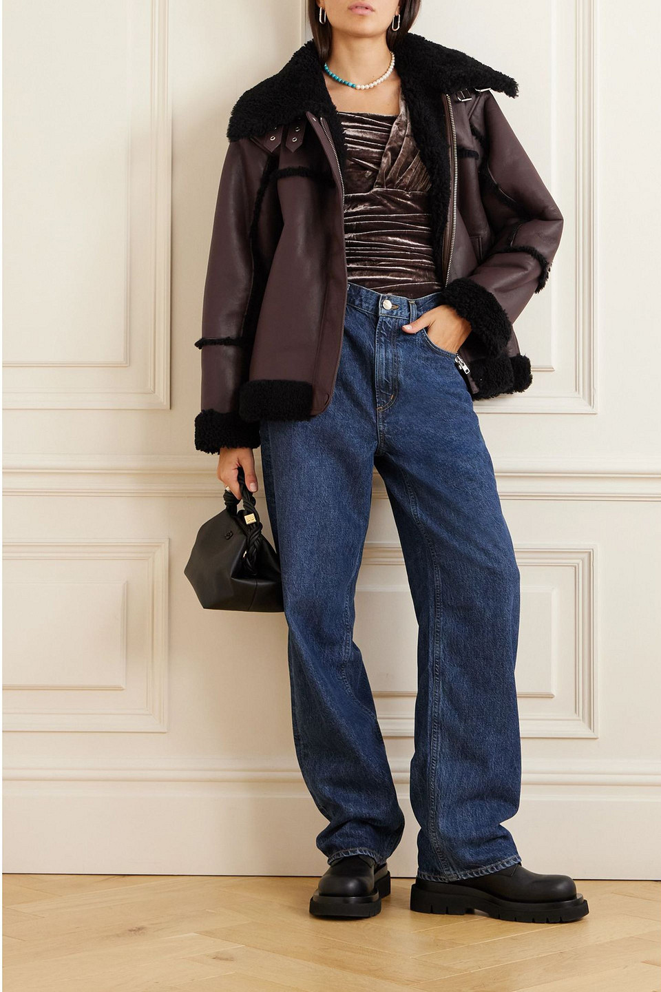 Goldsign Shearling Coat In Brown
