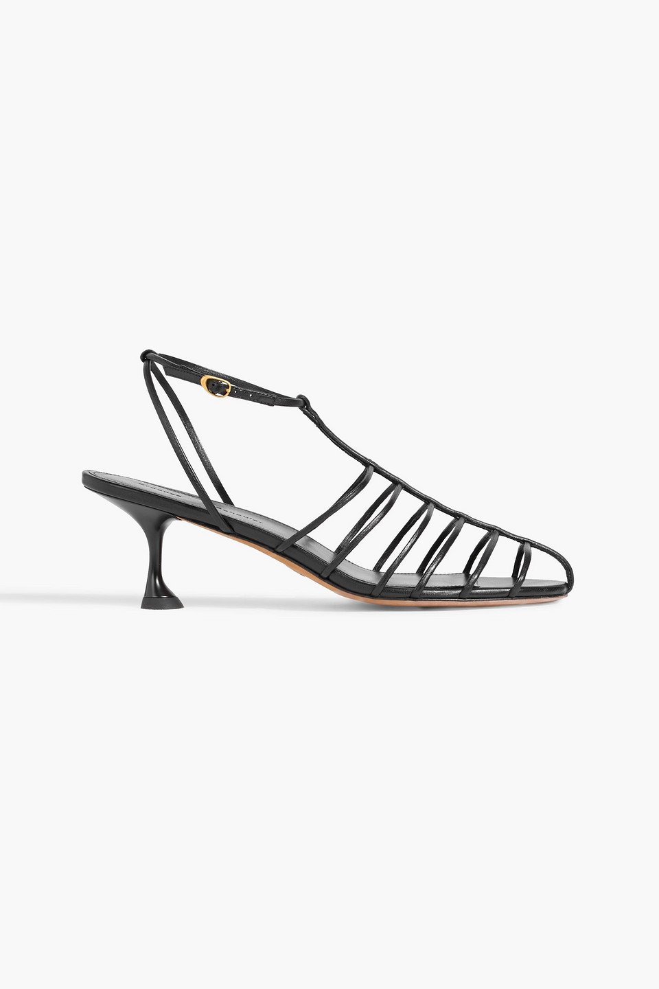 proenza schouler - tee cage leather sandals - black - eu 36