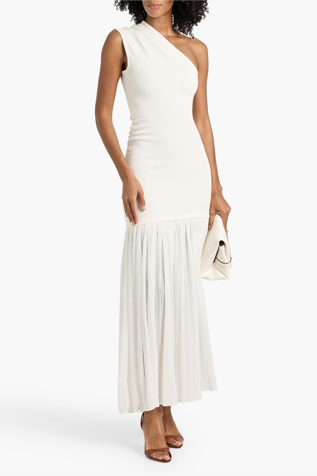 PROENZA SCHOULER Cora one-shoulder stretch-knit and pleated crepon maxi  dress | THE OUTNET