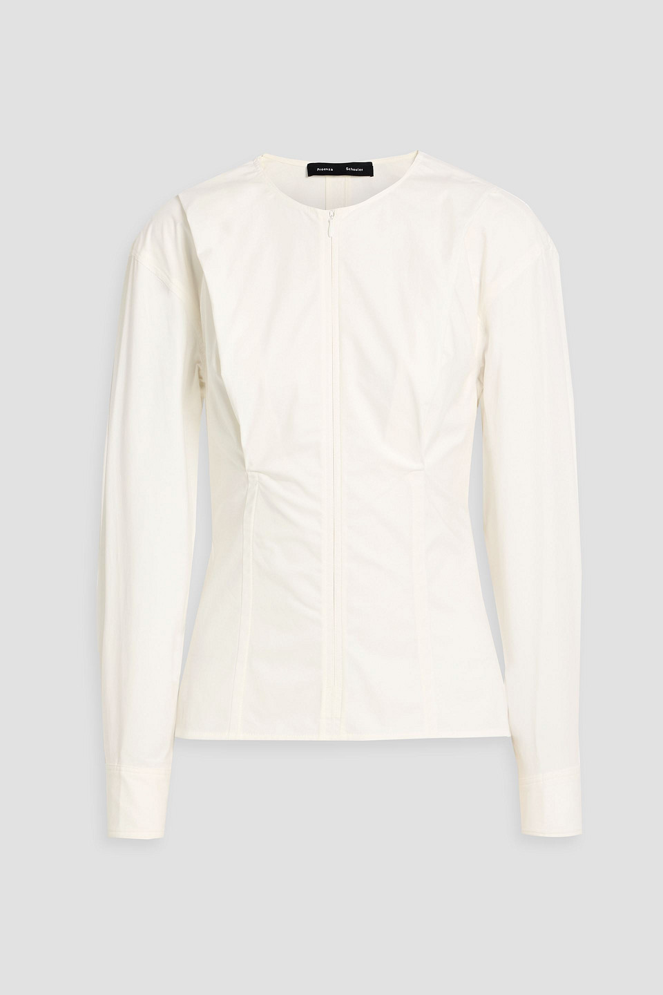 proenza schouler - ivonne draped cotton-blend poplin top - white - us 2