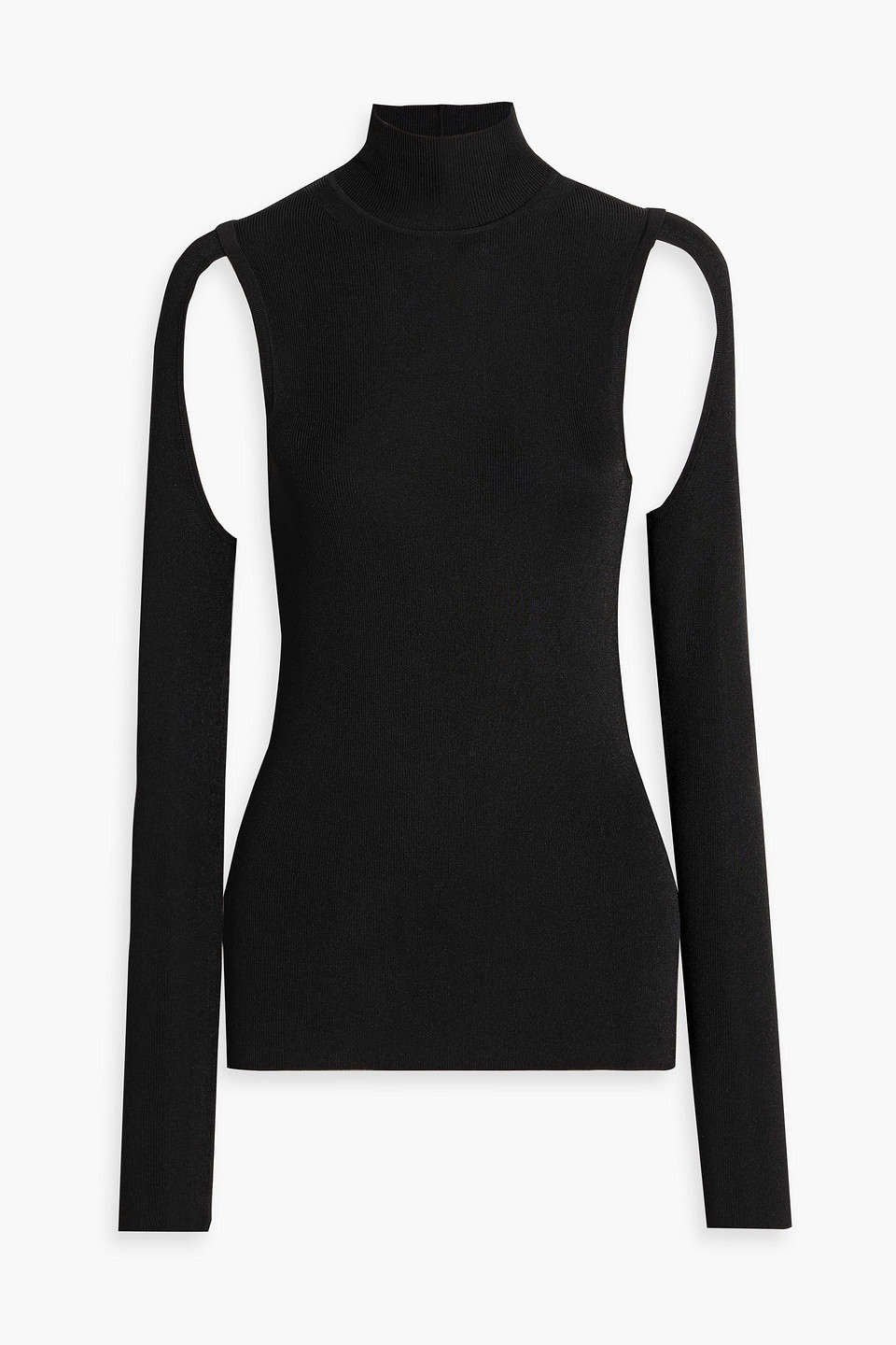 helmut lang - cutout stretch-knit turtleneck top - black - xxs
