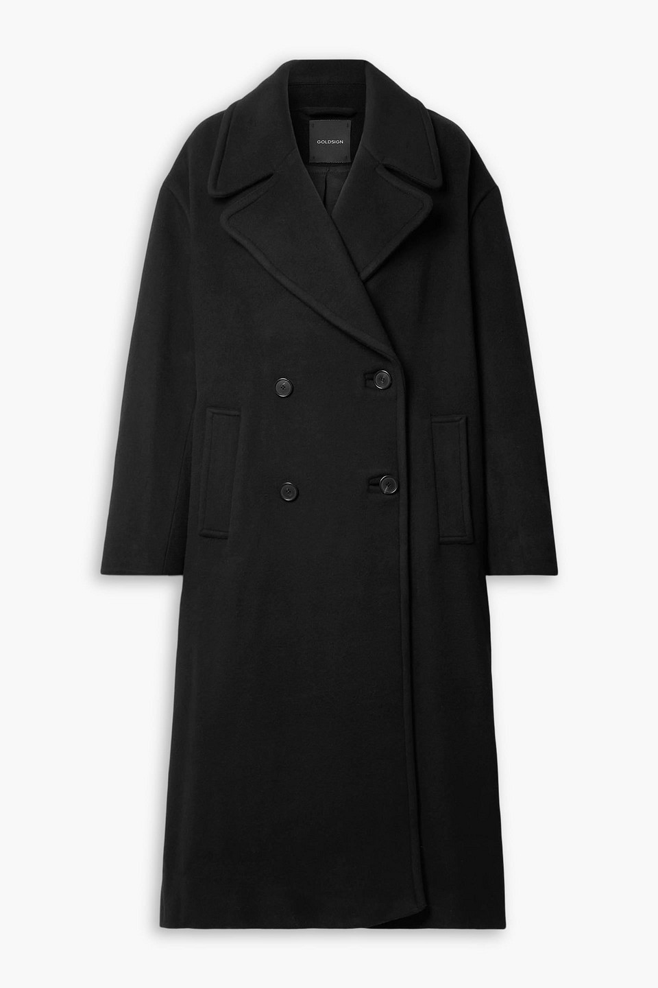 Goldsign The Cocoon Double-breasted Wool-blend Felt Coat In Black