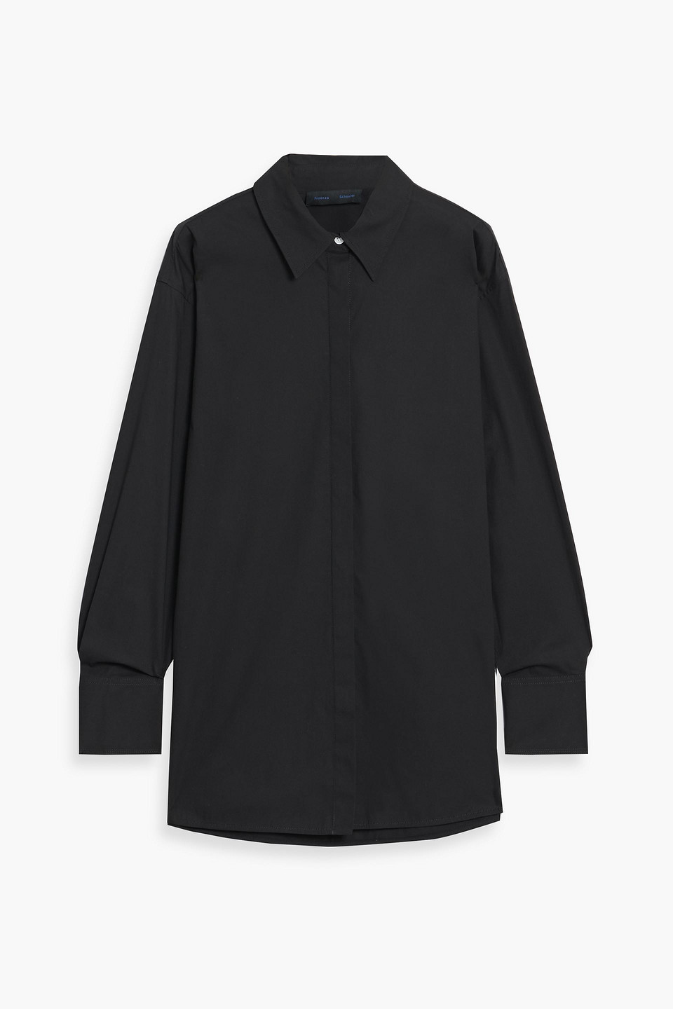 proenza schouler - addy cotton-blend poplin shirt - black - us 0