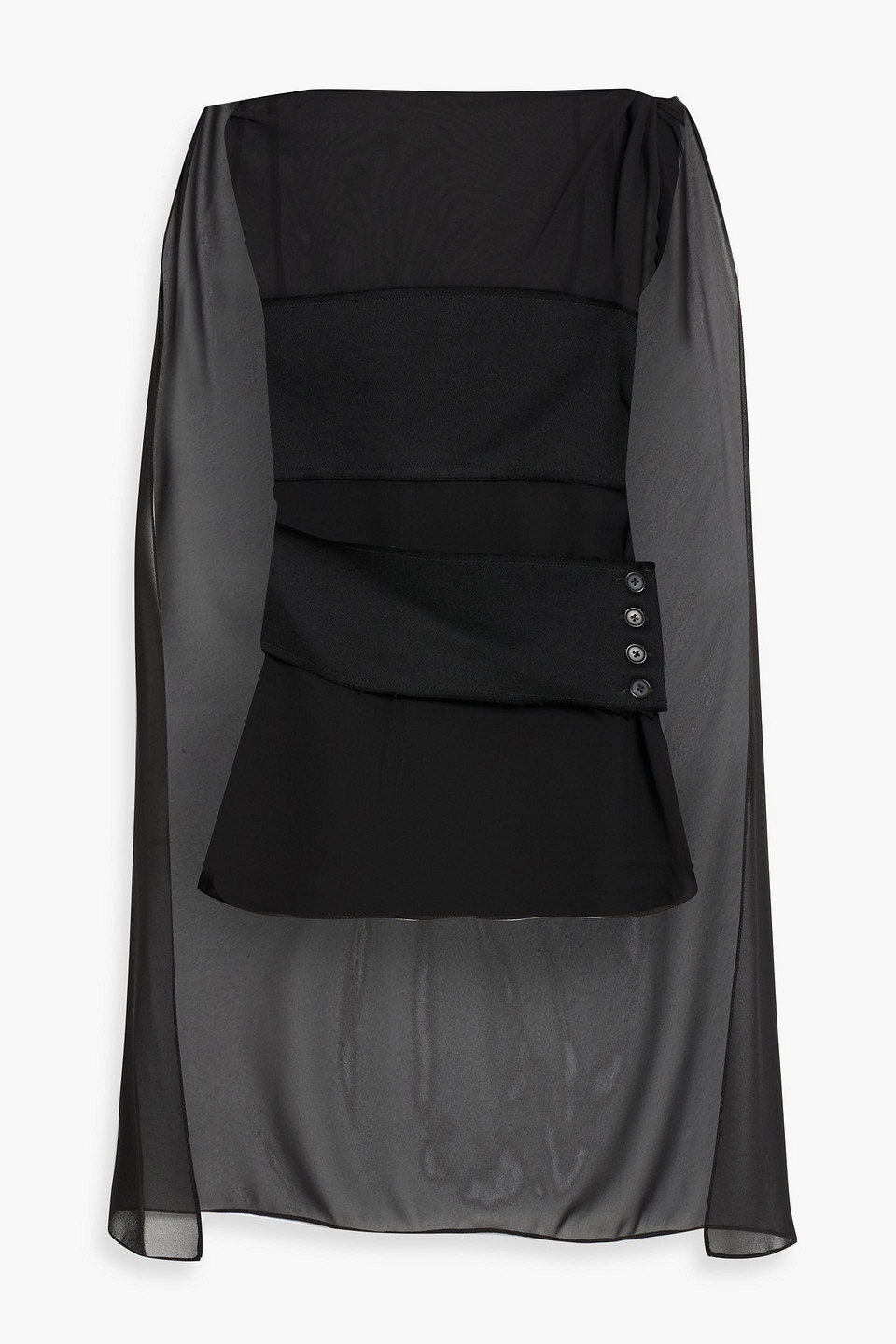 proenza schouler - cape-effect layered chiffon and twill top - black - us 0