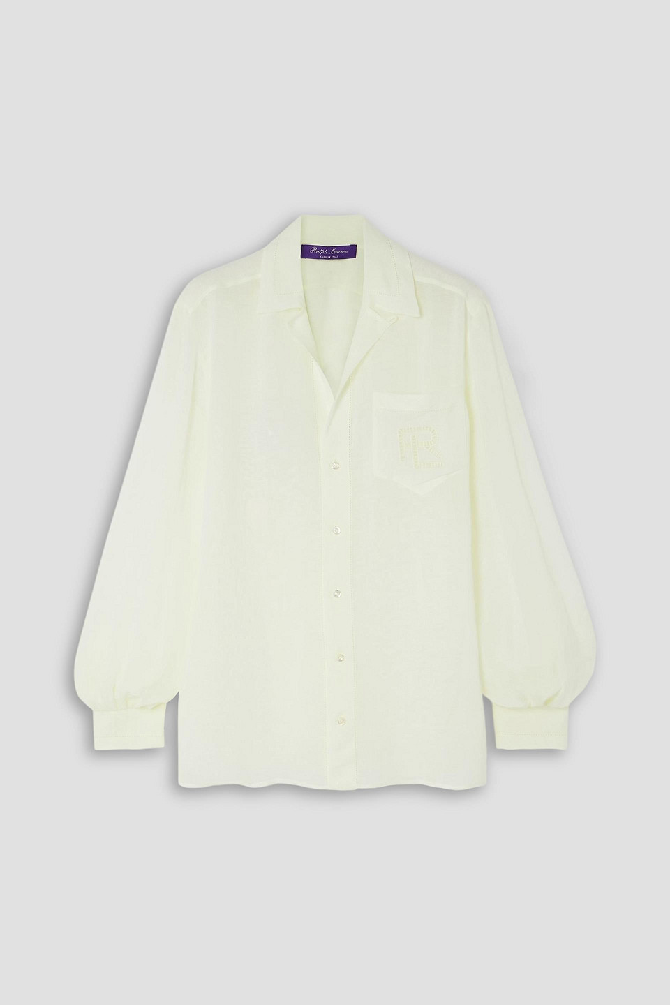 ralph lauren collection - kacey broderie anglaise-trimmed voile shirt - white - us 8