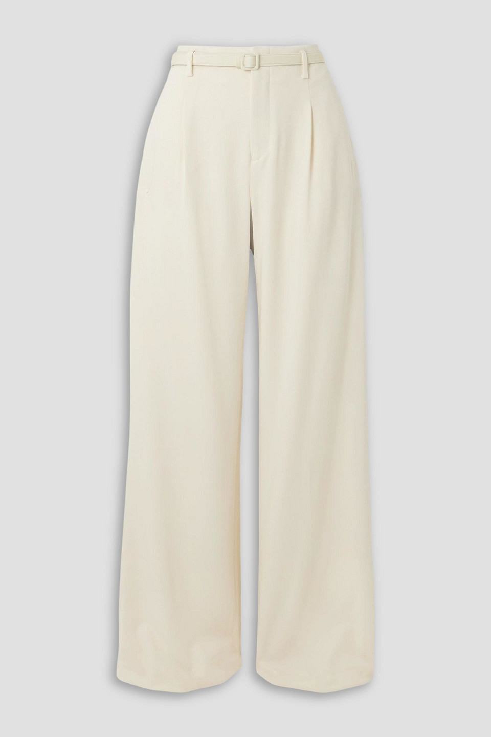 Ralph Lauren Acklie Belted Pleated Wool Wide-leg Pants In White