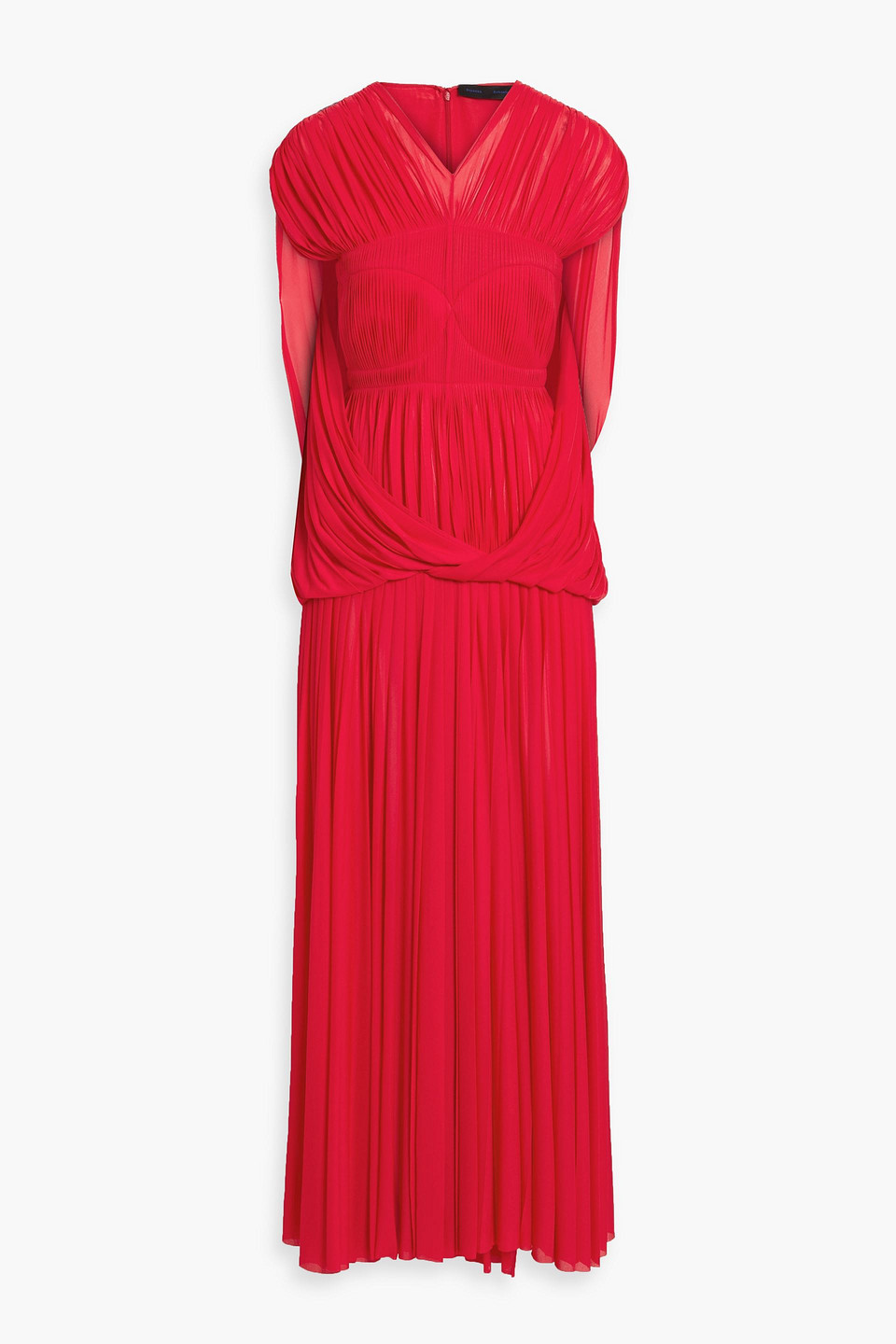 proenza schouler - cape-effect pleated jersey maxi dress - red - us 4