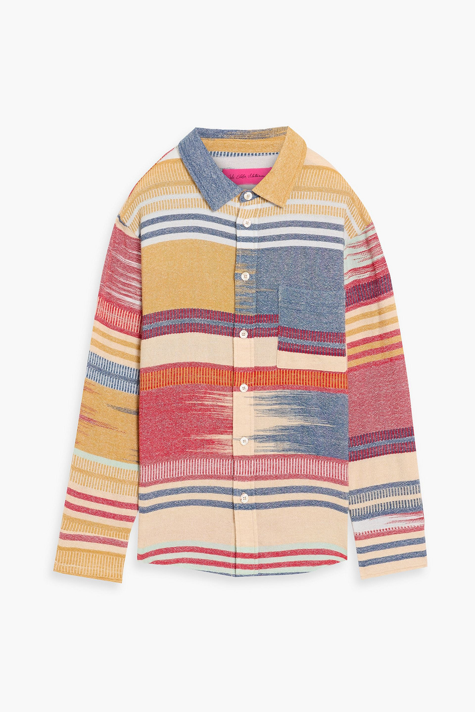 the elder statesman - striped jacquard-knit cashmere shirt - yellow - m