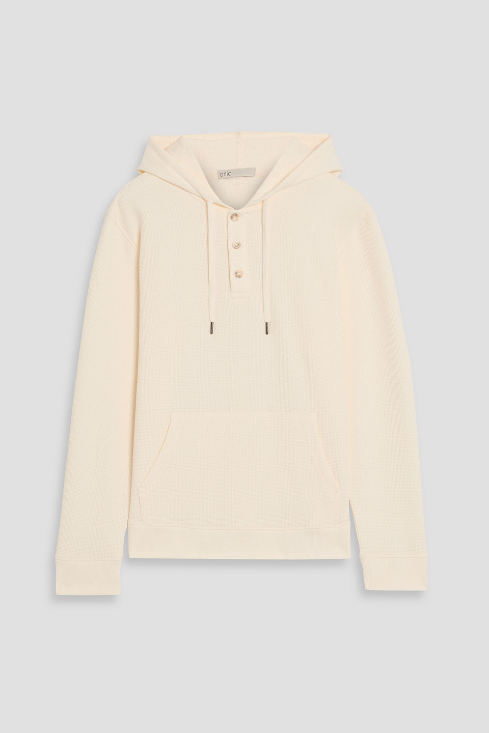onia - waffle-knit cotton-blend hoodie - white - s
