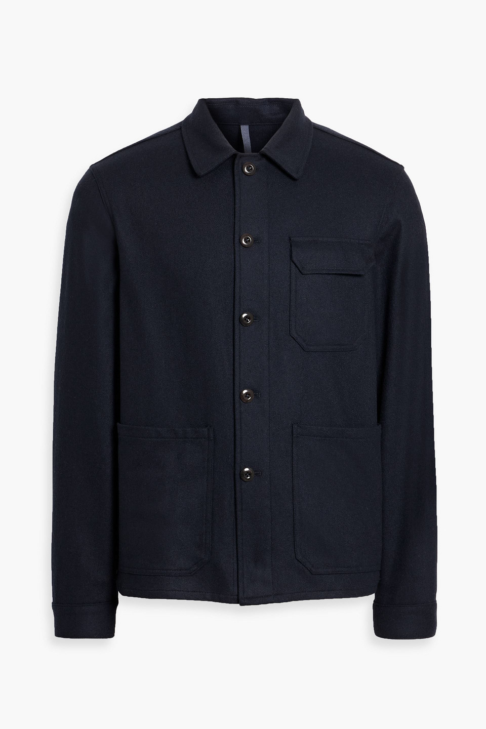 Slowear Montedoro Wool-blend Flannel Overshirt In Blue