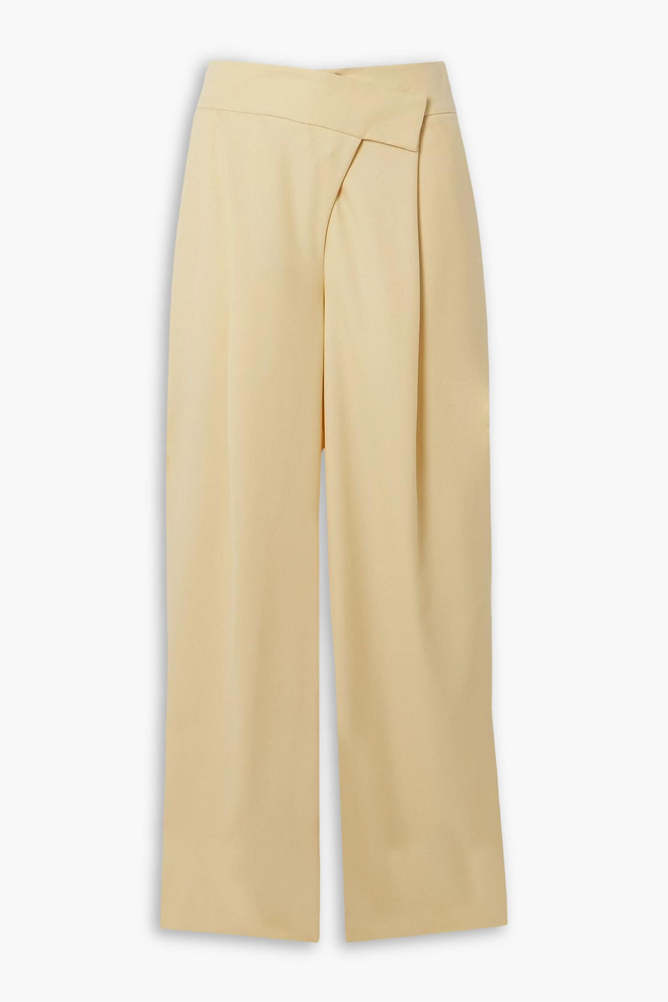 Esse Studios Delphi Pleated Wool-blend Twill Wide-leg Pants In Yellow