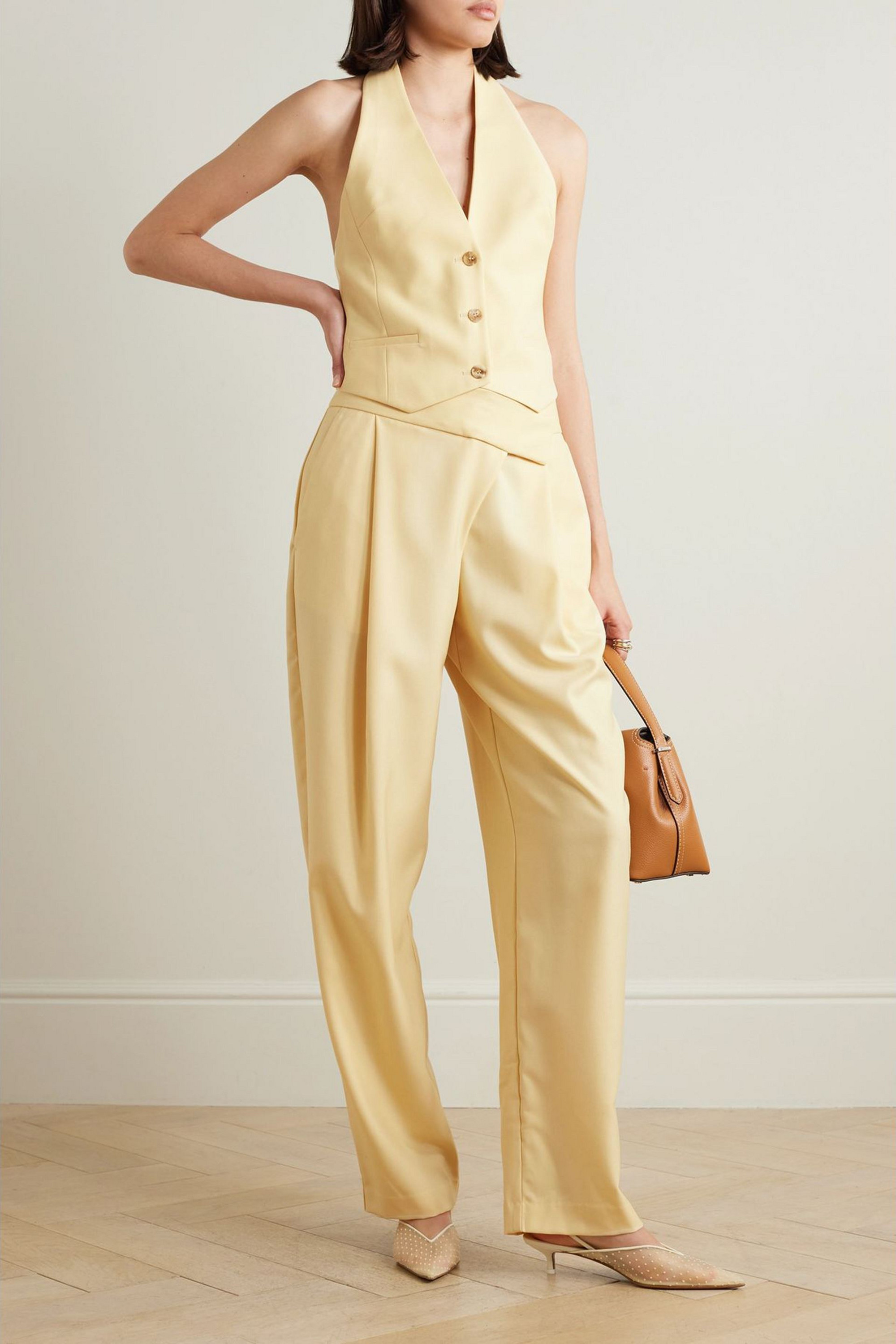 Esse Studios Delphi pleated wool-blend twill wide-leg pants