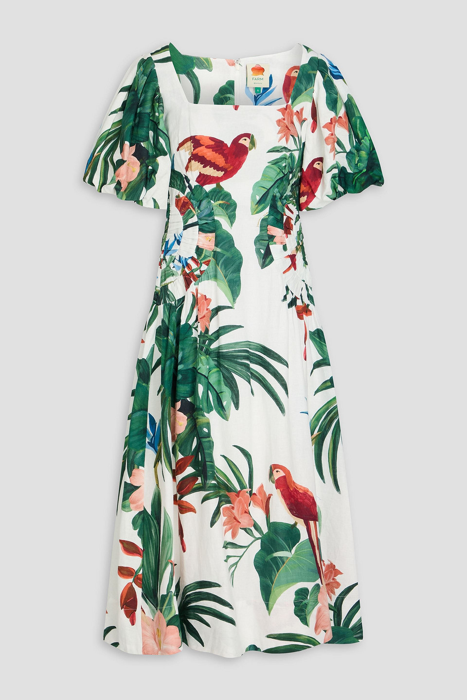 Farm Rio Printed Linen-blend Midi Dress In Multi