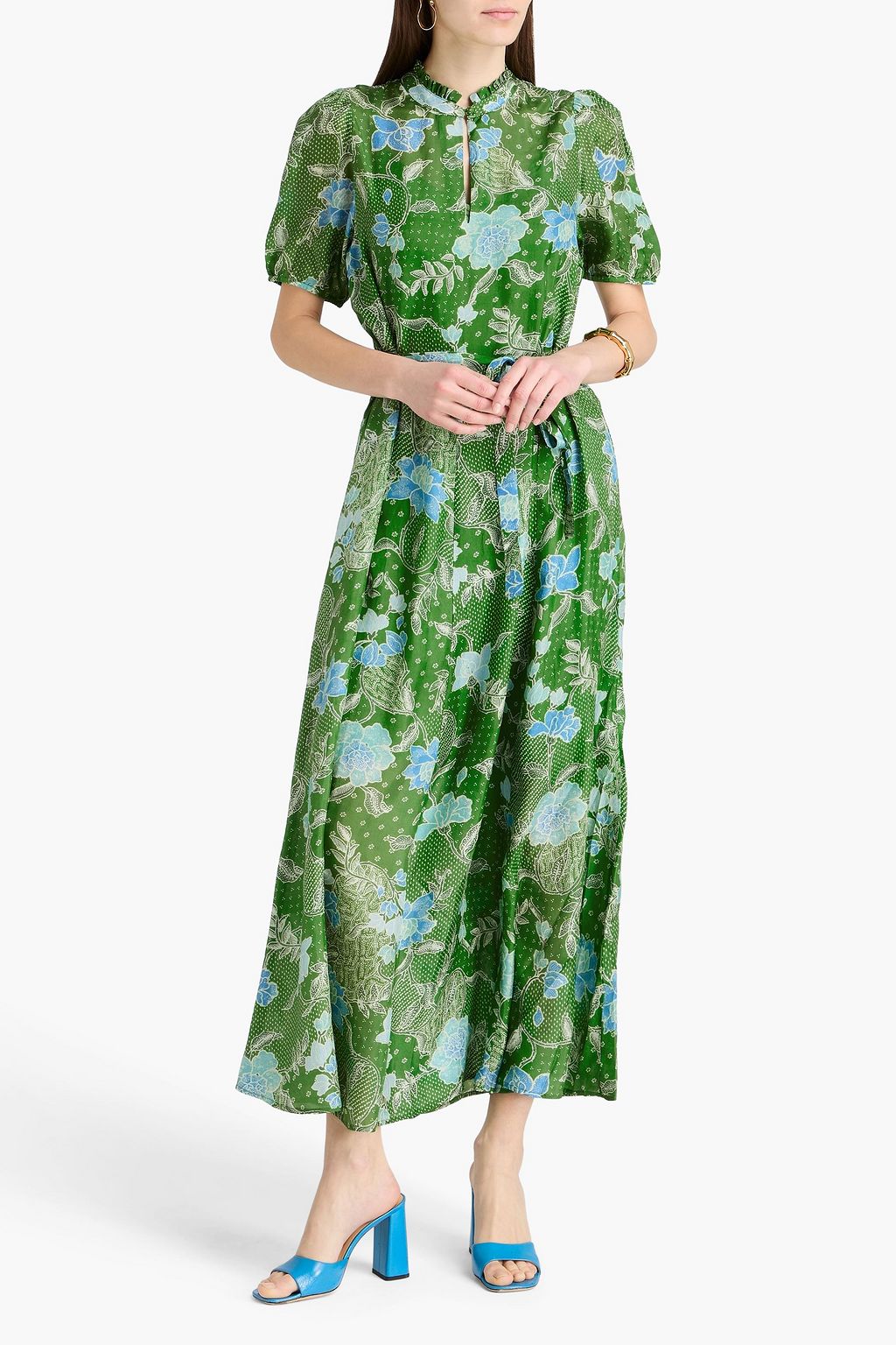 saloni vida green floral dress Vida D Floral-print Dress