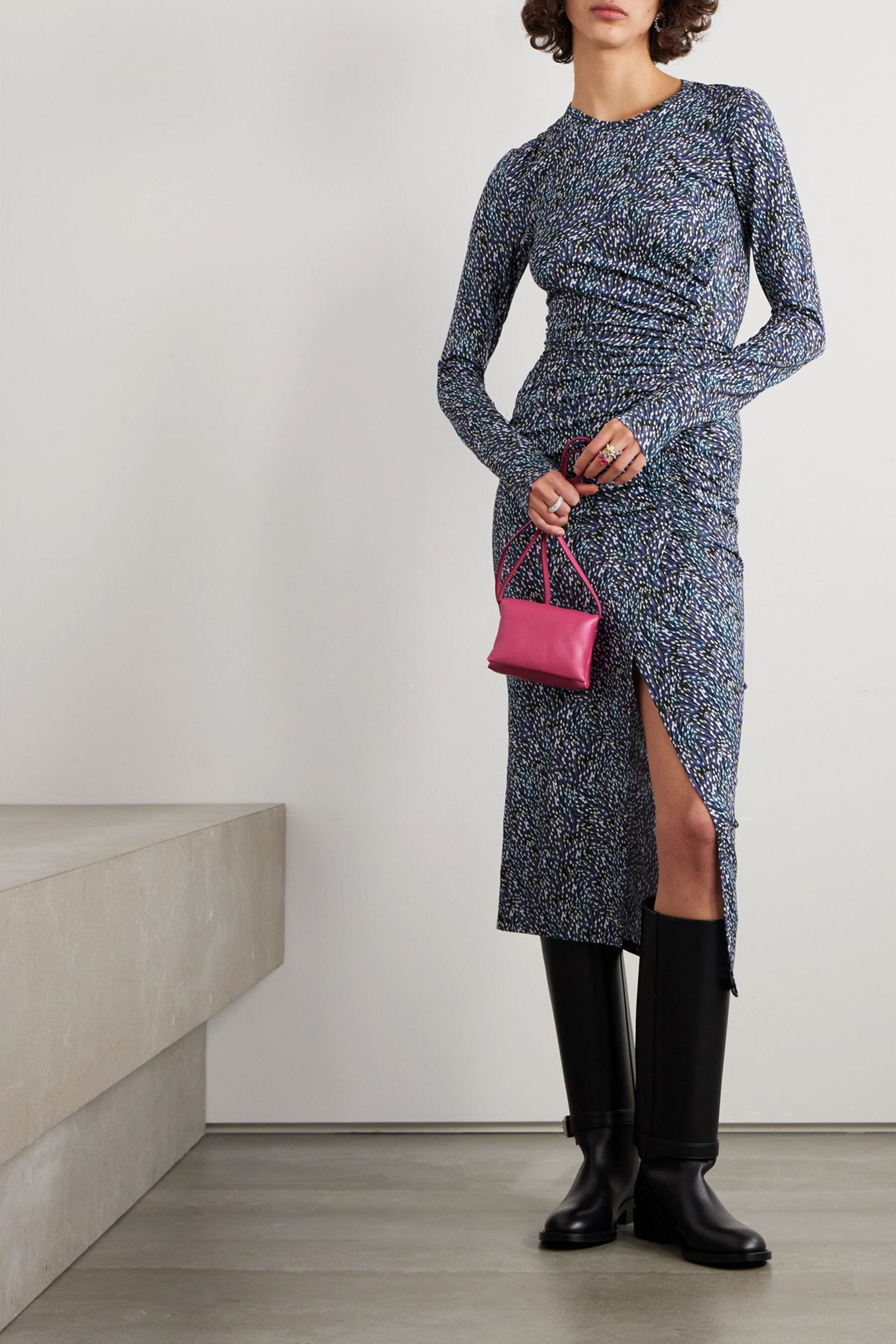 Marant Étoile Jelina gathered printed stretch-jersey midi dress