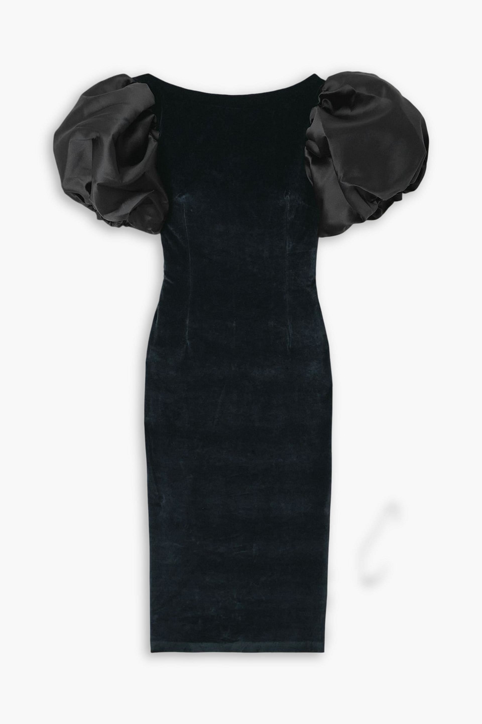 D'estree Suzanne Faille-trimmed Cotton-blend Velvet Midi Dress In Black