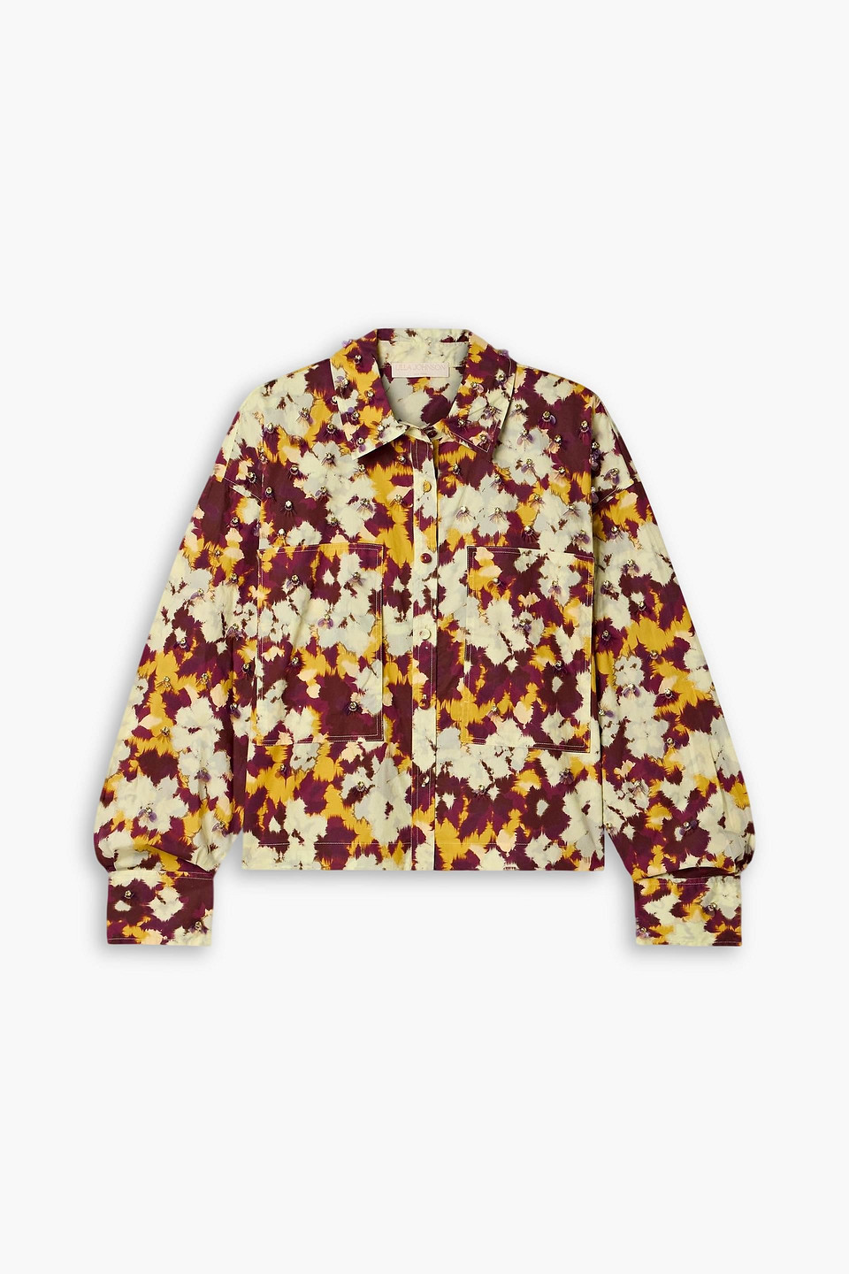 ulla johnson - aria embellished printed cotton-poplin shirt - multicolor - us 0
