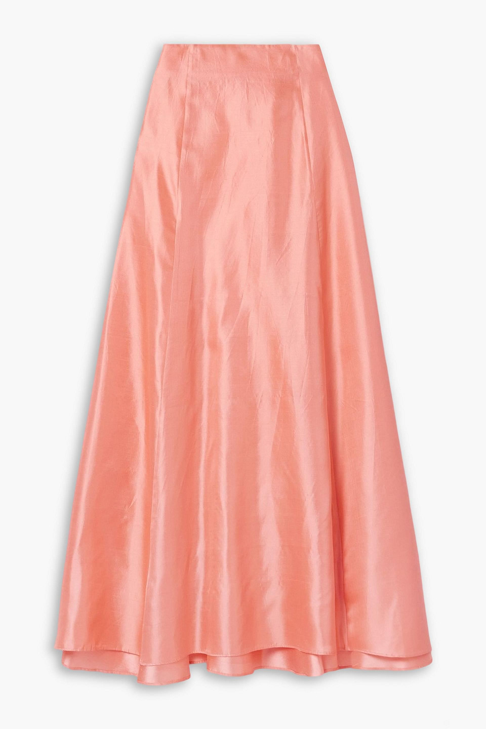 Staud Vincenzo Silk-dupioni Maxi Skirt In Orange