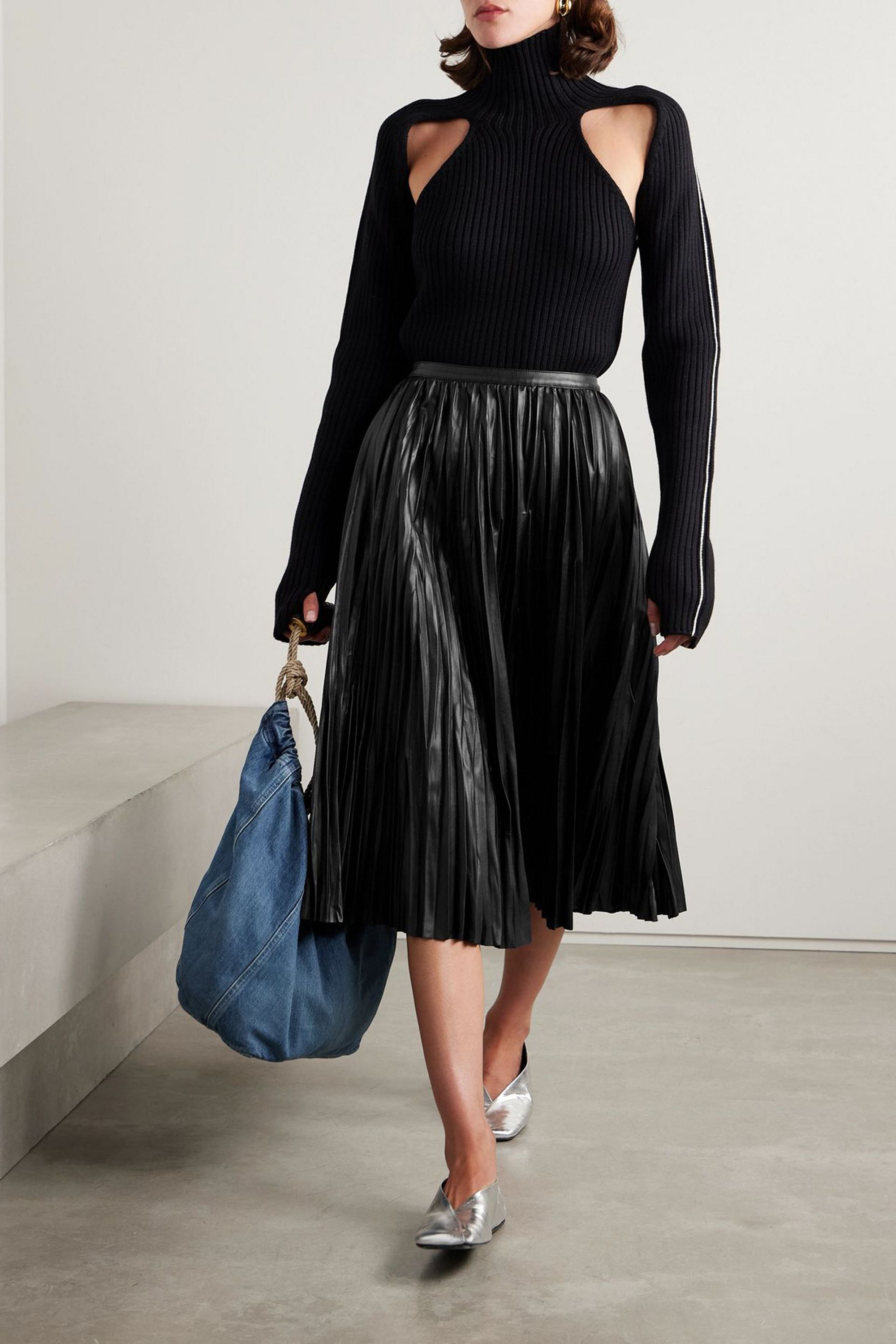 PROENZA SCHOULER PSWL Rosalyn pleated faux leather midi skirt